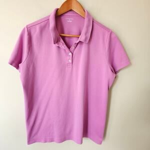 Lands' End 100% Pima Cotton Polo Shirt, Size XL (18) Pink Purple Preppy